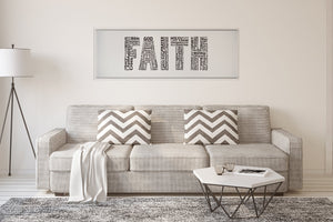 Faith Christian wall decor. Framed canvas wall art by Boxlie.