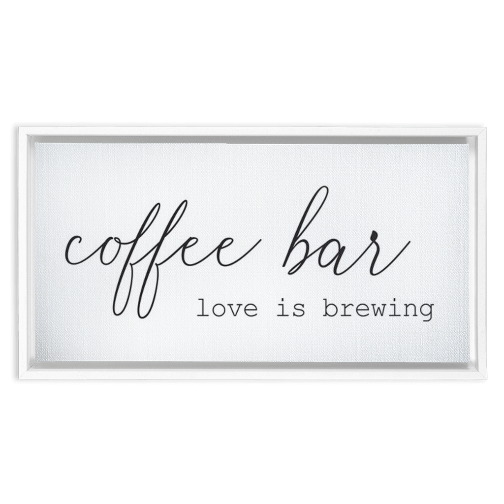Coffee Wall Art: Coffee Bar Love is Brewing (Wood Frame Ready To