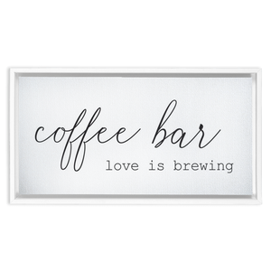 Coffee Bar Love is Brewing | Coffee Wall Decor Framed Stretched Canvas