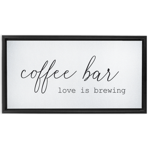 Coffee Bar Love is Brewing | Coffee Wall Decor Framed Stretched Canvas