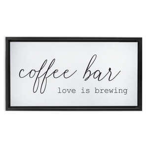 Coffee Bar Love is Brewing | Coffee Wall Decor Framed Stretched Canvas