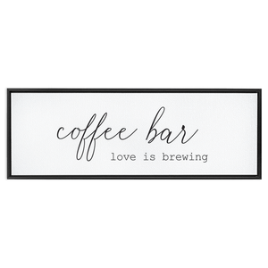 Coffee Bar Love is Brewing | Coffee Wall Decor Framed Stretched Canvas