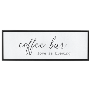 Coffee Bar Love is Brewing | Coffee Wall Decor Framed Stretched Canvas