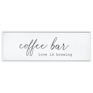 Coffee Bar Love is Brewing | Coffee Wall Decor Framed Stretched Canvas