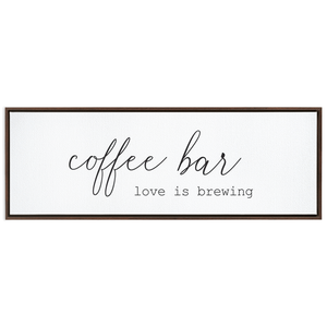 Coffee Bar Love is Brewing | Coffee Wall Decor Framed Stretched Canvas