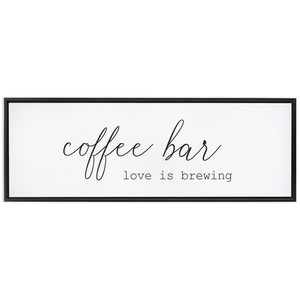 Coffee Bar Love is Brewing | Coffee Wall Decor Framed Stretched Canvas