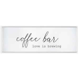 Coffee Bar Love is Brewing | Coffee Wall Decor Framed Stretched Canvas