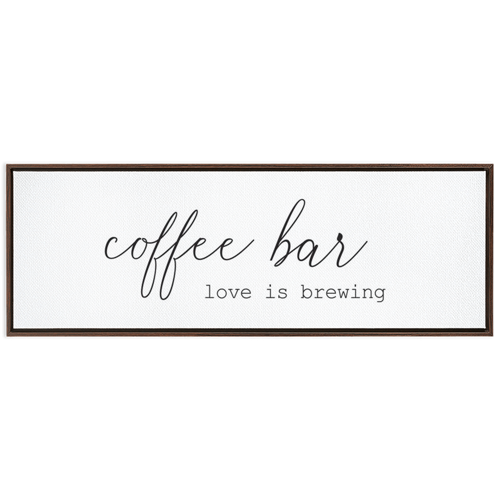 Coffee Wall Art: Coffee Bar Love is Brewing (Wood Frame Ready To