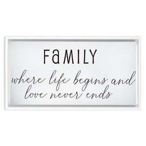 Family Where Life Begins & Love Never Ends | Family Wall Decor | Framed Canvas