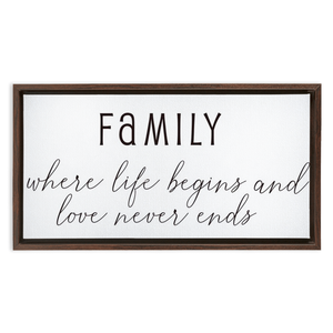 Family Where Life Begins & Love Never Ends | Family Wall Decor | Framed Canvas