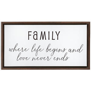 Family Where Life Begins & Love Never Ends | Family Wall Decor | Framed Canvas