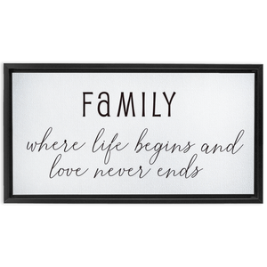 Family Where Life Begins & Love Never Ends | Family Wall Decor | Framed Canvas