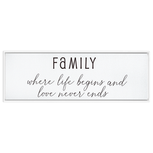 Family Where Life Begins & Love Never Ends | Family Wall Decor | Framed Canvas