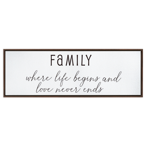 Family Where Life Begins & Love Never Ends | Family Wall Decor | Framed Canvas