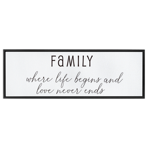 Family Where Life Begins & Love Never Ends | Family Wall Decor | Framed Canvas