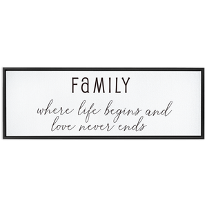 Family Where Life Begins & Love Never Ends | Family Wall Decor | Framed Canvas