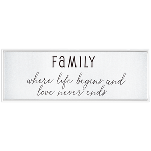 Family Where Life Begins & Love Never Ends | Family Wall Decor | Framed Canvas