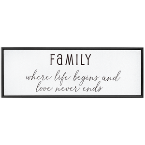 Family Where Life Begins & Love Never Ends | Family Wall Decor | Framed Canvas