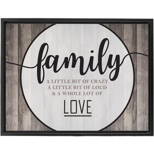 Family Crazy Loud Love | Rustic Wall Decor | Framed Stretched Canvas