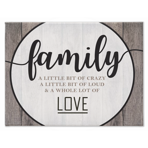 Family Crazy Loud Love | Rustic Wall Decor | Stretched Canvas (NO FRAME)