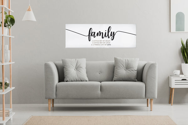 Family Crazy Loud Love | Family Wall Decor | Stretched Canvas (NO FRAME)
